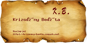 Krizsány Beáta névjegykártya