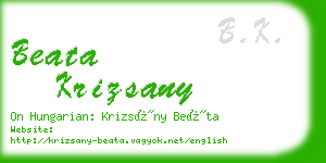 beata krizsany business card